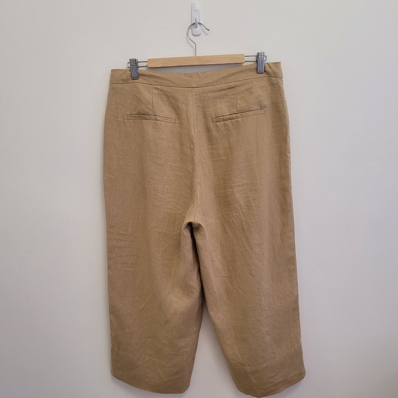 3/$25 CONTEMPORAINE Tan Linen Wide Leg Culottes - Picture 5 of 8